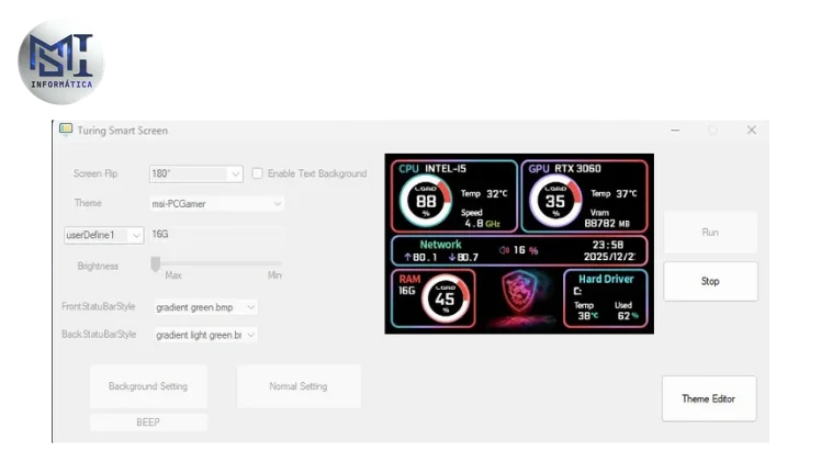 Software para tela secundaria ips lcd 3.5 monitoramento de hardware pc