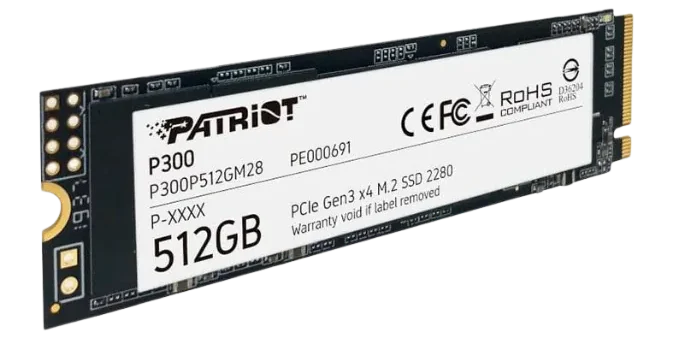 SSD M.2 Patriot P300 NVMe 512GB PCIe Gen3 sem fundo