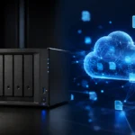 Comparativo visual entre servidor NAS local e armazenamento em nuvem para pequena empresa