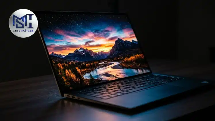 Tela de notebook exibindo cores vívidas e nítidas, ilustrando a diferença de painéis IPS e OLED ao escolher notebook em 2026