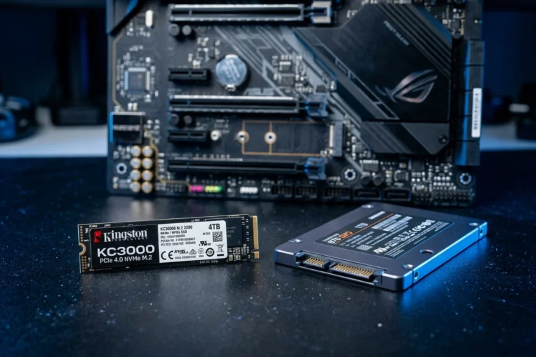 Diferentes tipos de SSD sobre a mesa representando a escolha do SSD em 2026