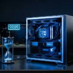 Computador antigo com sinais de lentidão sobre a mesa, representando o diagnóstico de um PC lento