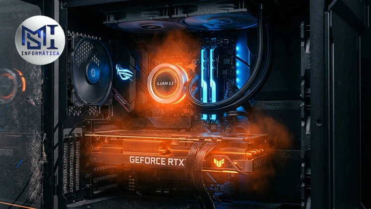 Interior de PC com calor acumulado ilustrando por que o superaquecimento no PC acontece