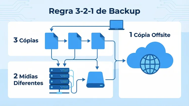 Diagrama mostrando como funciona o backup em nuvem para empresas