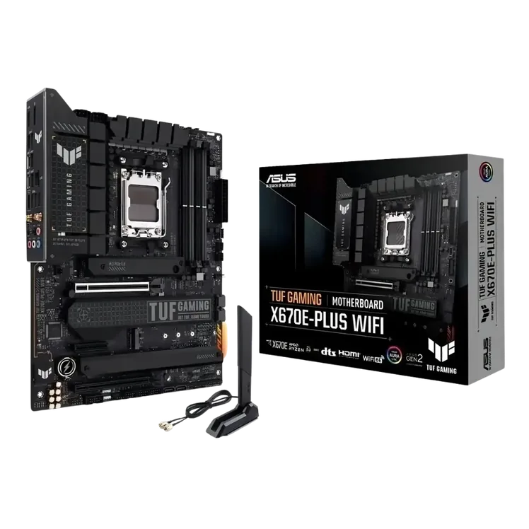 Placa-mãe ASUS TUF Gaming X670E-PLUS WiFi AM5 ATX para processadores Ryzen série 9000. kit upgrade processador.