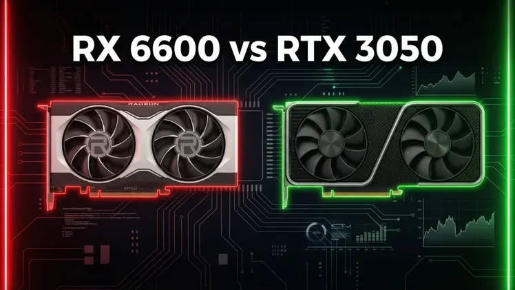 Comparativo visual entre AMD RX 6600 e NVIDIA RTX 3050 para PC Gamer Full HD