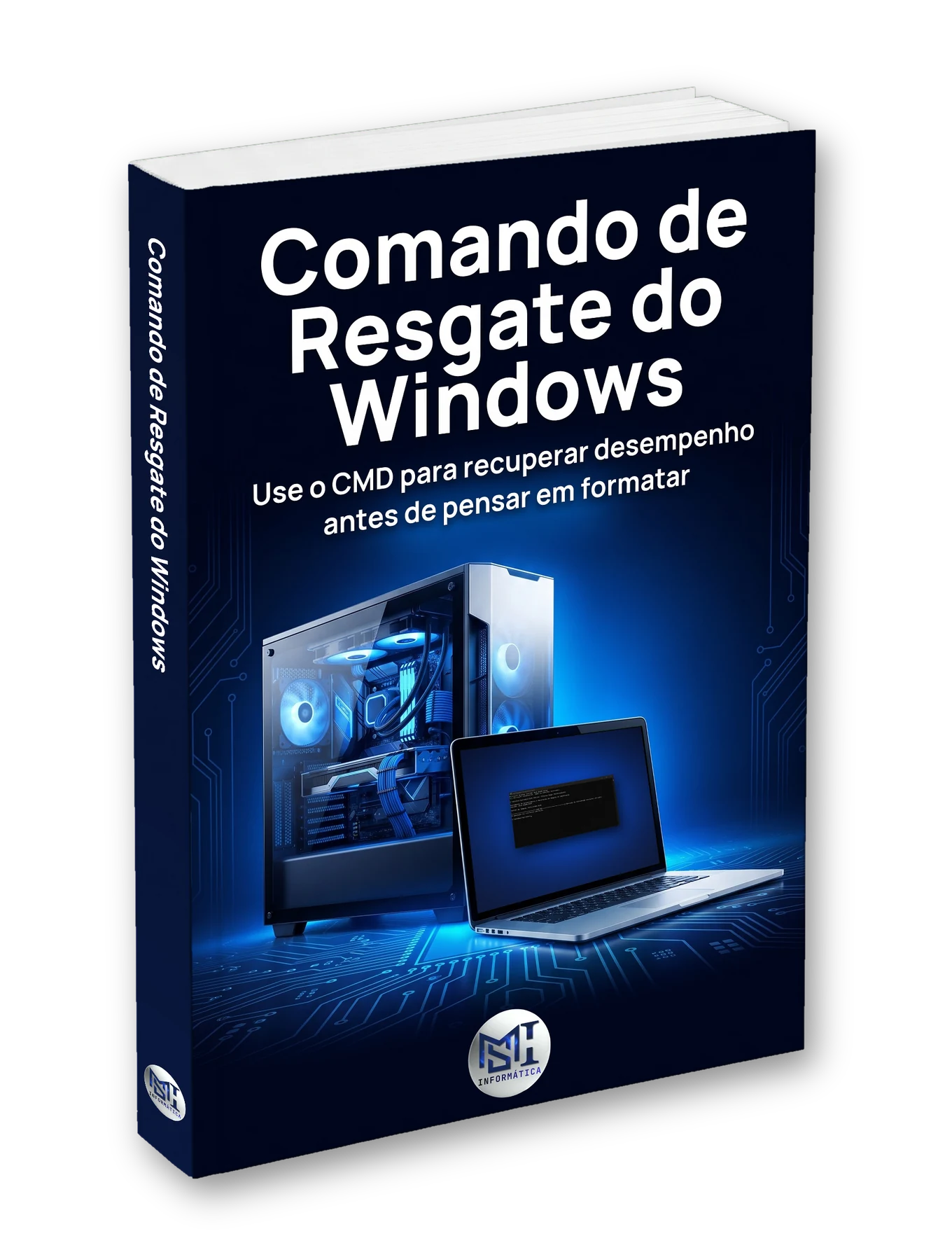 Capa do e-book Comando de Resgate do Windows, da MSI Informática, em tablet e celular
