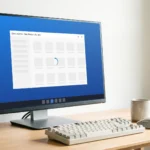 Monitor de PC com uma janela do Windows travada em Não Respondendo e o círculo de carregamento girando