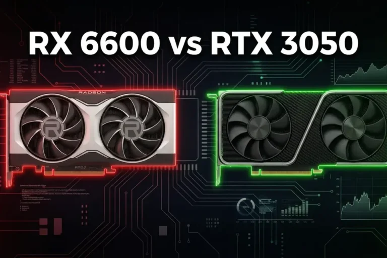 Comparativo visual entre AMD RX 6600 e NVIDIA RTX 3050 para PC Gamer Full HD
