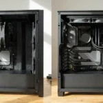 Ilustração: PC com air cooler de torre ao lado de PC com water cooler AIO de 240 mm